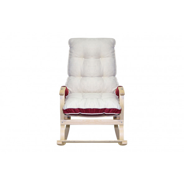 Mobildeco Sultan Lüx Ahşap Çift Minderli Çift Cepli Sallanan Sandalye krem/bordo - 5