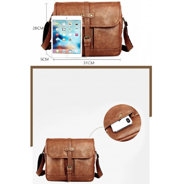 K&M King Men 2022 Trend Erkek Omuz Çanta Poliüretan Deri Öğretmen Öğrenci Evrak Omuz Çantası Siyah - 10