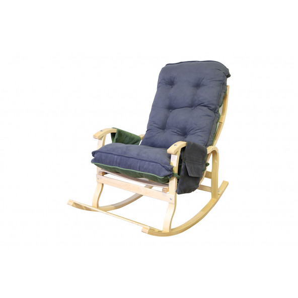 Mobildeco Sultan Lüx Ahşap Çift Minderli Çift Cepli Sallanan Sandalye füme /yeşil - 3