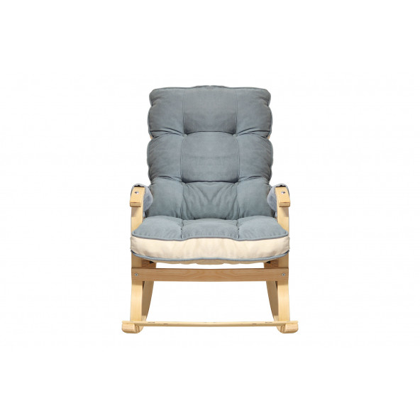 Mobildeco Sultan Lüx Ahşap Çift Minderli Çift Cepli Sallanan Sandalye krem/gri - 6