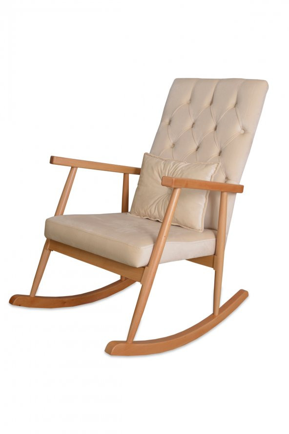 Asedia Trend Naturel Krem Kapitoneli Sallanan Sandalye Dinlenme Emzirme Baba Tv Okuma Koltuğu Berjer