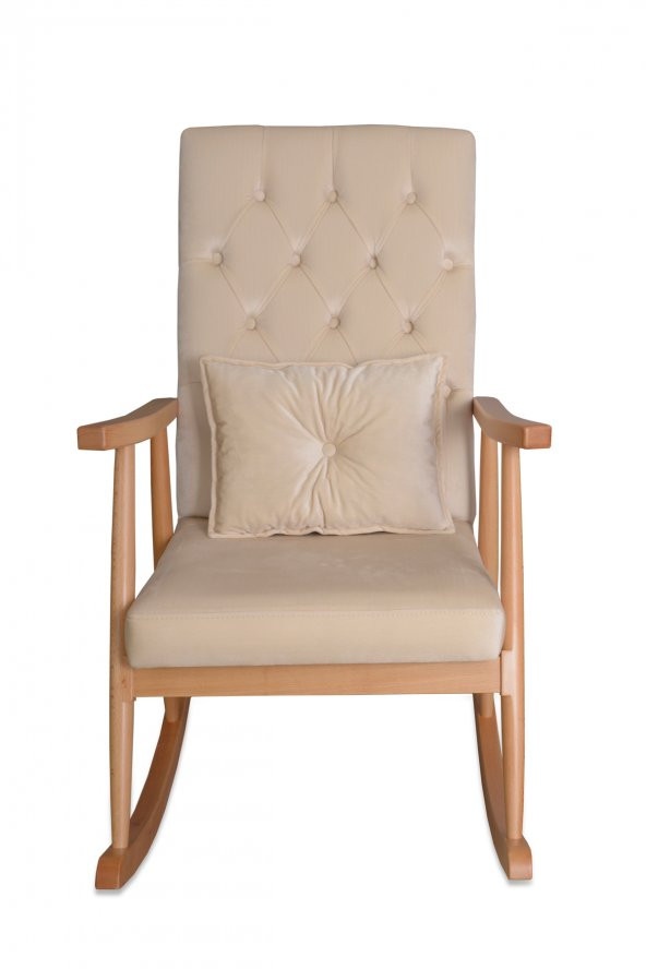 Asedia Trend Naturel Krem Kapitoneli Sallanan Sandalye Dinlenme Emzirme Baba Tv Okuma Koltuğu Berjer - 2