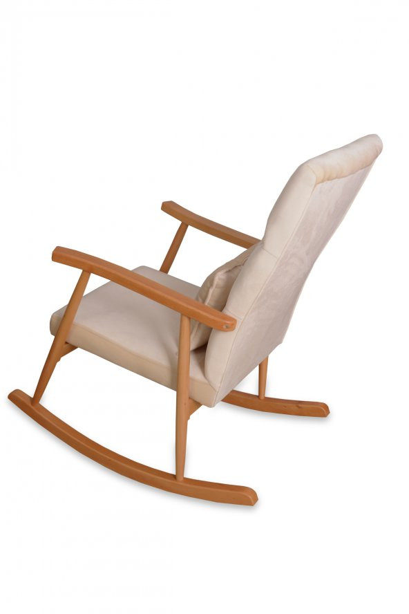 Asedia Trend Naturel Krem Kapitoneli Sallanan Sandalye Dinlenme Emzirme Baba Tv Okuma Koltuğu Berjer - 3