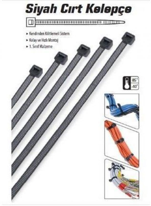 Cırt Kelepçe 3.6x150mm 100 Adet Siyah 3.6x15cm