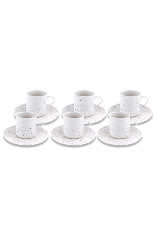 Bambum B4409 Figure - 6 Kişilik Kahve Fincan Takımı Yıldız Desenli Beyaz - 3