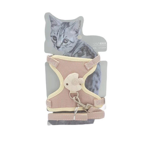 Kedi Küçük Irk Köpek Göğüs Tasması Uzatmalı Balık Desenli - 2