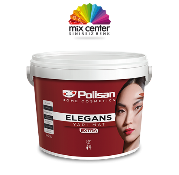 POLİSAN Elegans Extra Yarı Mat Antibakteriyel Iç Cephe Boyası 2.5 LT (3,5 Kg) DİNGİN GRİ