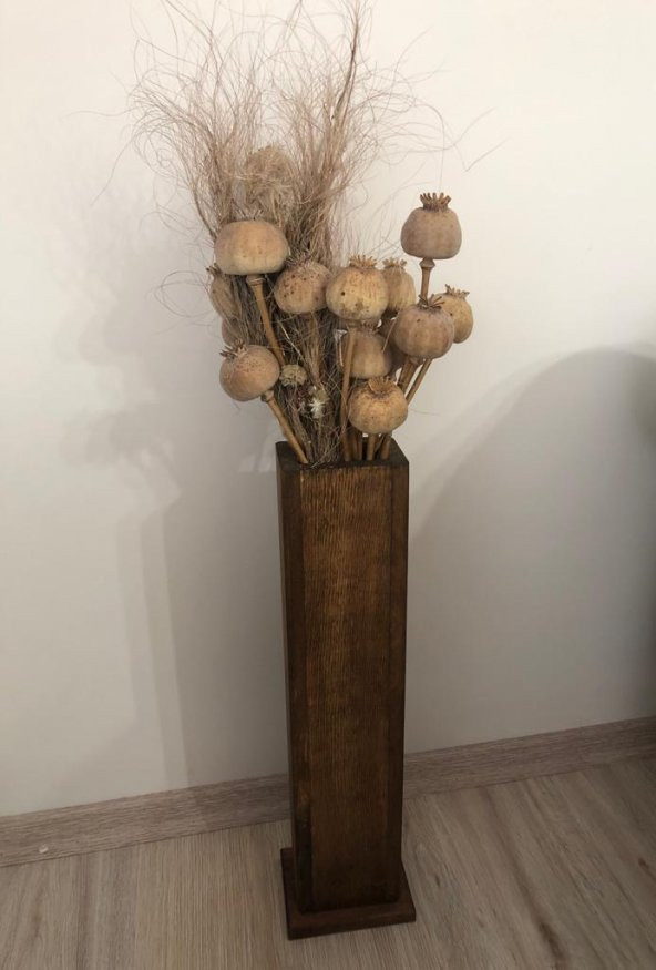 Ahşap Dekoratif Tekli Vazo Çiçeklik