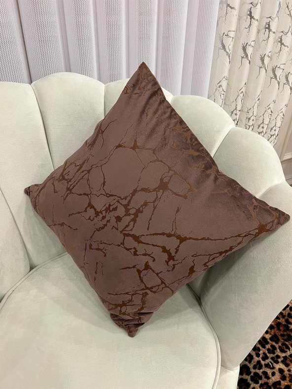100 Kadife Kırlent Yastık Kılıfı (KAHVERENGİ)  Kahverengi 45 x 45 - 2