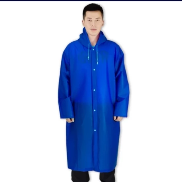 Eva Trend Unisex Siyah Yağmurlık  Mavi Standart - 2