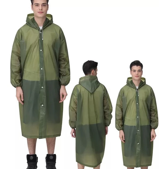 Eva Trend Unisex Siyah Yağmurlık Haki Standart - 4