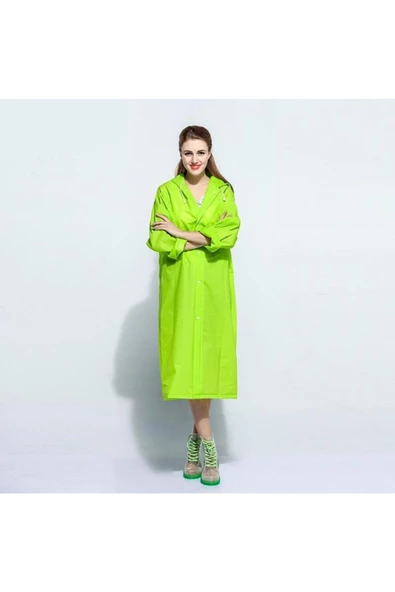 Eva Trend Unisex Siyah Yağmurlık  Yeşil Standart - 2
