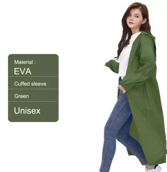 Eva Trend Unisex Siyah Yağmurlık  Haki Standart