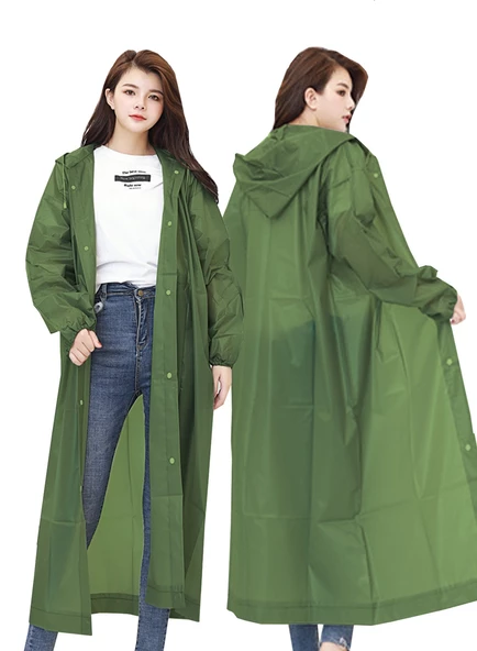 Eva Trend Unisex Siyah Yağmurlık  Haki Standart - 2