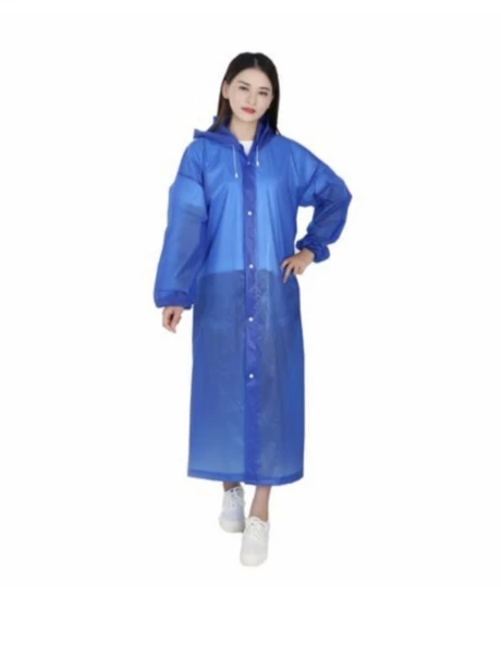 Eva Trend Unisex Siyah Yağmurlık  Mavi Standart - 5