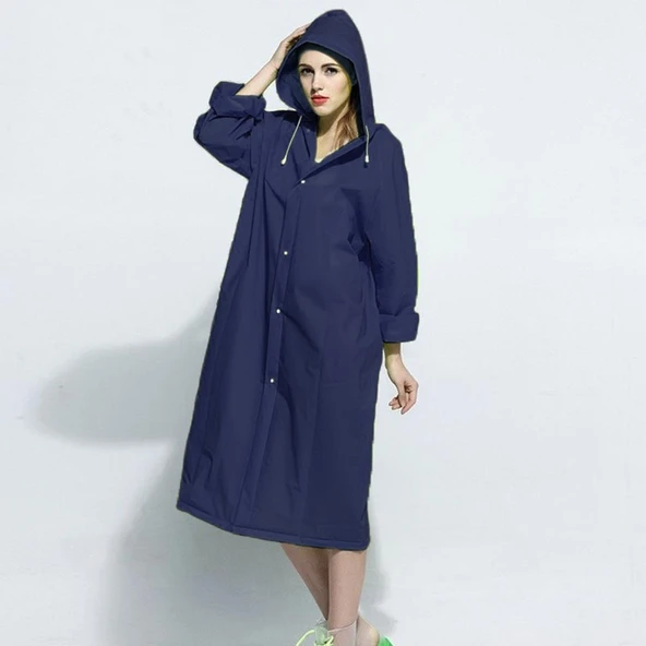 Eva Trend Unisex Siyah Yağmurlık  Beyaz Standart - 11