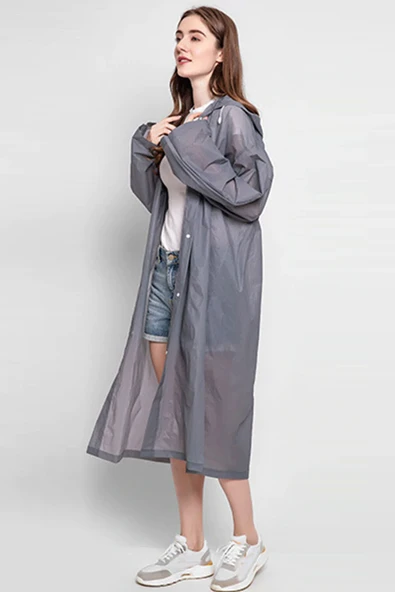 Eva Trend Unisex Siyah Yağmurlık  Beyaz Standart - 7