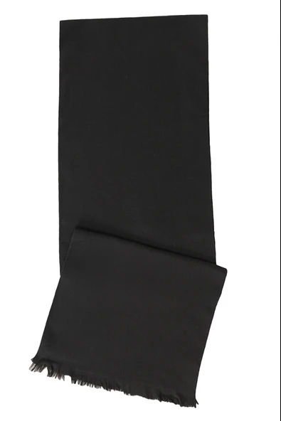 Erkek Düz Siyah Yün Atkı Lacivert Tek Ebat - 4