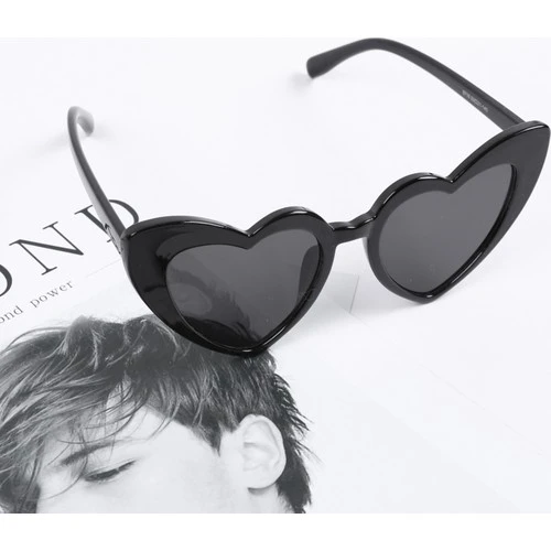 Kalp Çerçeve Güneş Gözlüğü Cat Eye Kalp Gözlük Pembe Tek Ebat - 8