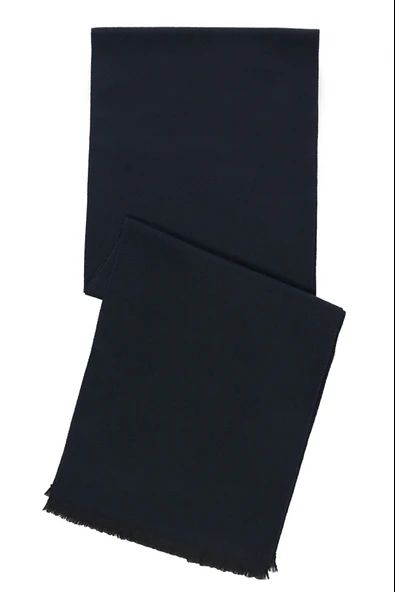 Erkek Düz Siyah Yün Atkı  Füme Tek Ebat - 8