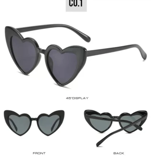 Kalp Çerçeve Güneş Gözlüğü Cat Eye Kalp Gözlük  Beyaz Tek Ebat - 10