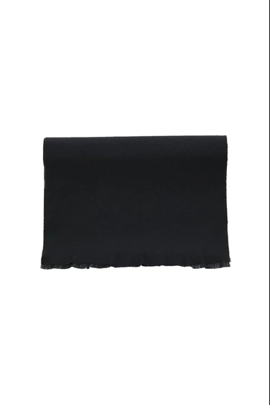 Erkek Düz Siyah Yün Atkı  Füme Tek Ebat - 6