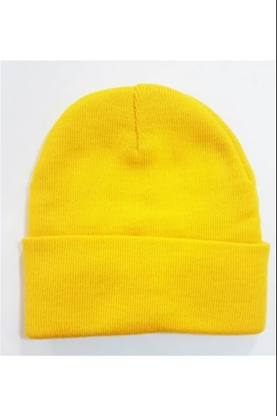 Neon Turuncu Basic Bere Unisex  Turuncu Bere  Beyaz Standart - 9