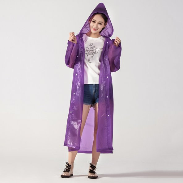 Raıncoat Yağmurluk - Siyah  Mor Tek Ebat - 4