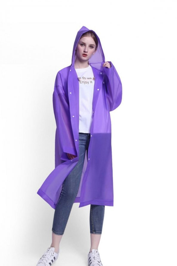 Raıncoat Yağmurluk - Siyah  Mor Tek Ebat - 5