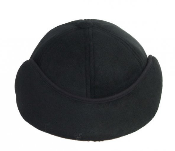 Kışlık Kaşe Kep Beyzbol Şapka Kaşe Şapka Siyah Kulaklı Tek Ebat - 3