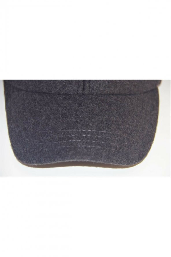 Kışlık Kaşe Deri Terekli Kep Beyzbol Şapka Kaşe Şapka Füme Tek Ebat - 3