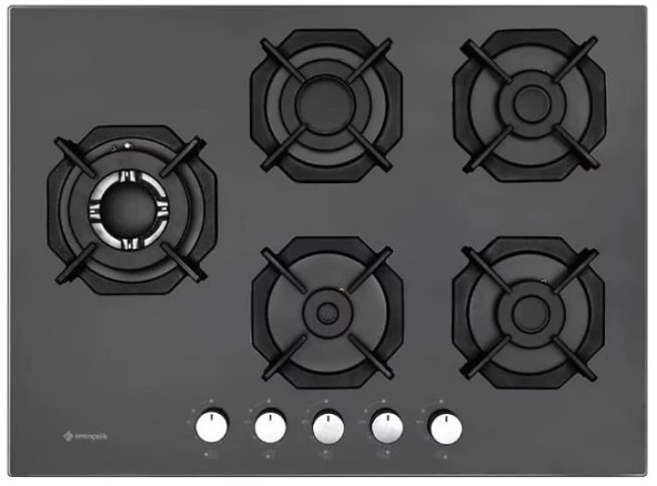 Eminçelik Ec-Ah 2250 Bw Bg70 (22 385) Ankastre 70 Cm Siyah Cam Ocak (Woklu)