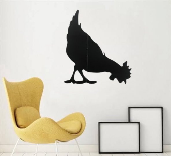 Metal Lazer Kesim Tavuk Figürlü Dekoratif  Tablo 32x25 cm