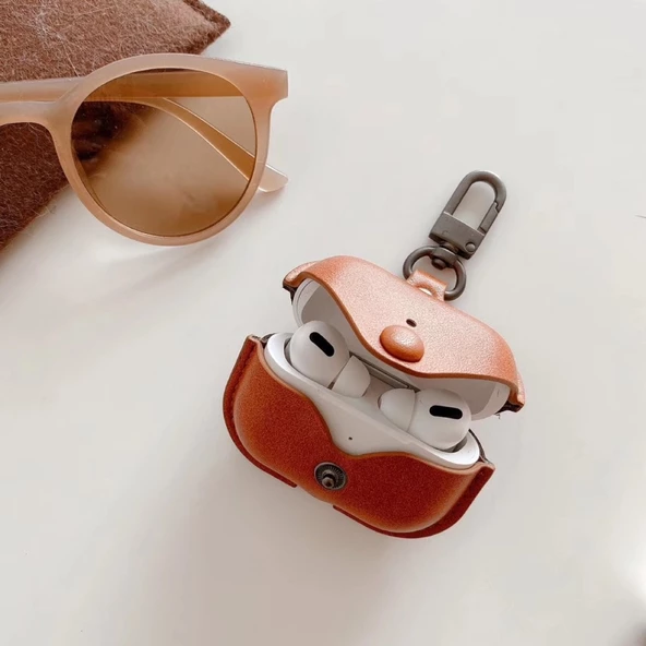 FitCase Apple AirPods 3 Uyumlu Kılıf Borsa Kapaklı Askılı - 11