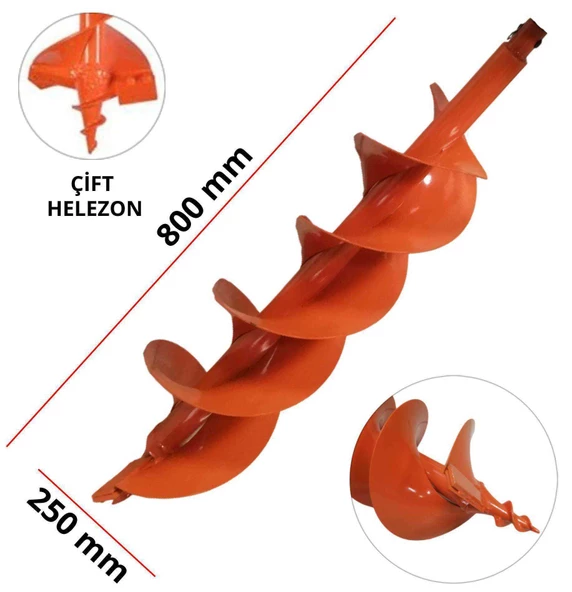 Toprak Burgu Makinası Çift Helezon Yedek Delme Burgusu Çap 250 mm