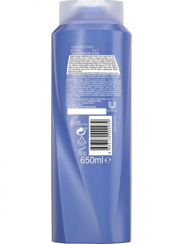 Elidor Şampuan 650 ml Kepeğe Karşı Superblend 2si 1 Arada