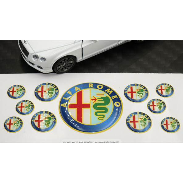 Alfa Romeo Logo 3M 3D Damla Silikon Torpido Bagaj Çamurluk Logo Amblem Arma Seti - 4