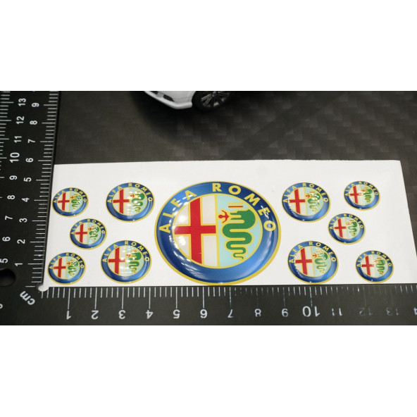 Alfa Romeo Logo 3M 3D Damla Silikon Torpido Bagaj Çamurluk Logo Amblem Arma Seti - 5