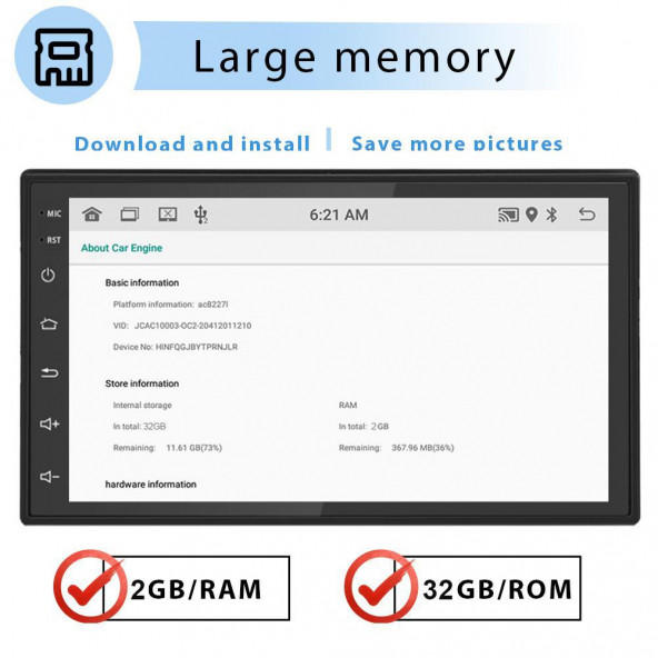 9 inç Universal Android 13 / 2-32 GB / Gerçek 2gb.ram 2Din Double Ekran Oto Multimedya arkası ince Kasa - 2