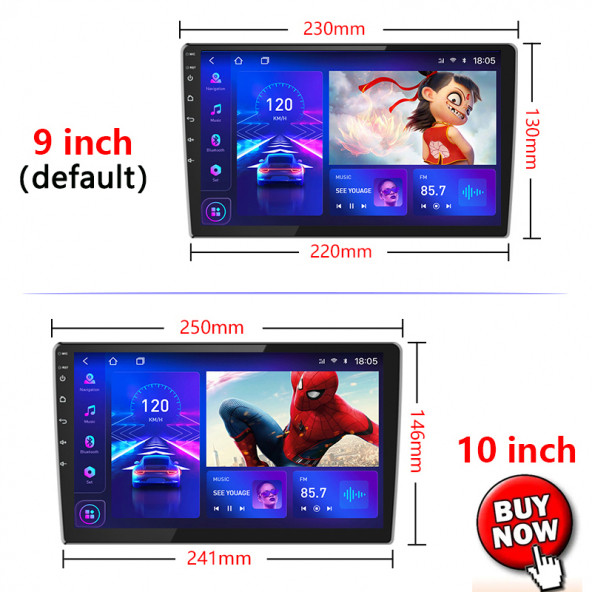 9 inç Universal Android 13 / 2-32 GB / Gerçek 2gb.ram 2Din Double Ekran Oto Multimedya arkası ince Kasa - 6