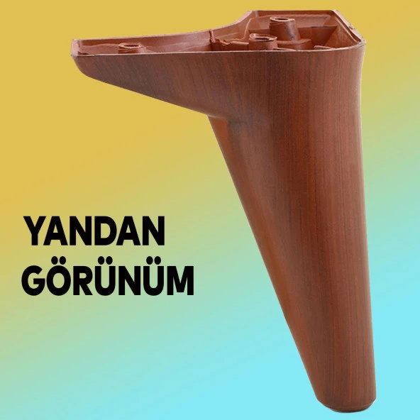 Aspen Lüks Mobilya Kanepe Sehpa TV Ünitesi Koltuk Ayağı 15 cm Kahverengi Ahşap Desenli Baza Ayak (10 ADET) - 6