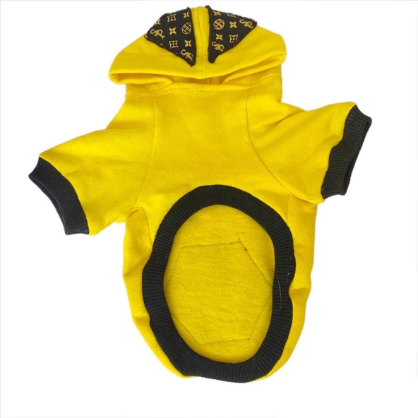 Yellow Lux Kapşonlu Sweatshirt Köpek Kıyafeti Köpek Elbisesi - 7