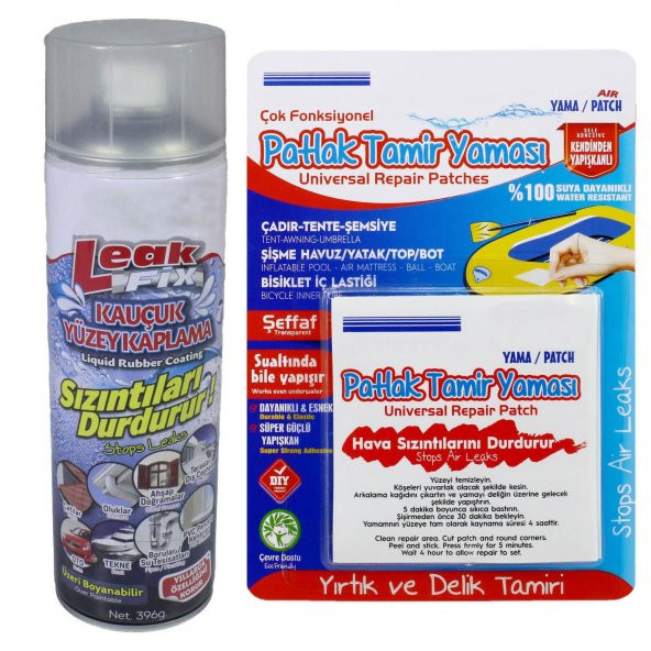 Su Sızdırmaz Sprey Şeffaf 396 gr + Patlak Tamir Yaması