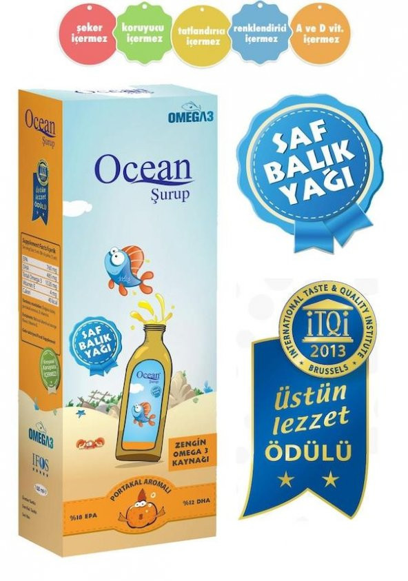 Ocean Omega 3 Portakallı Balık Yağı Şurubu 150 ml 8697595870761