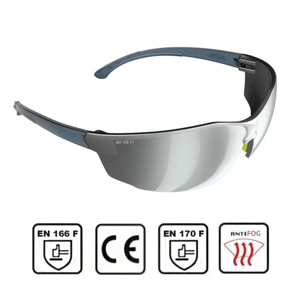 İş Güvenlik Gözlüğü UV Koruyucu Silikonlu Antifog Buğulanmaz Gözlük S1100 Gümüş