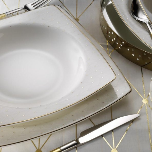 Kütahya Porselen Bone Mare 62 Parça 1075021 Desen Yemek Takımı