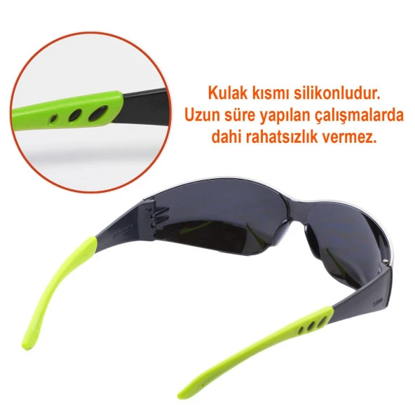 İş Güvenlik Gözlüğü Antifog Buğulanmaz Koruyucu Çapak Gözlük S500 Gümüş - 3