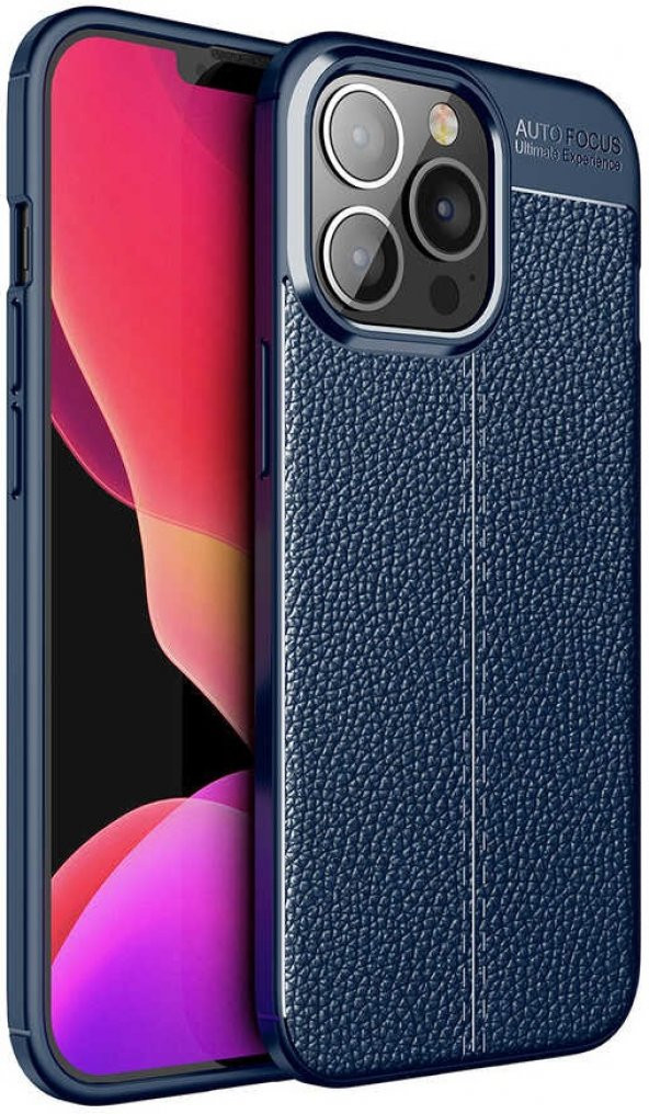 Apple iPhone 14 Pro Kılıf Deri Görünüm Sert Karbon Kapak - 2
