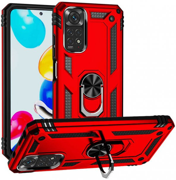 Xiaomi Redmi Note 11S Global Kılıf Yüzüklü Standlı Tank Zırh Silikon - 2