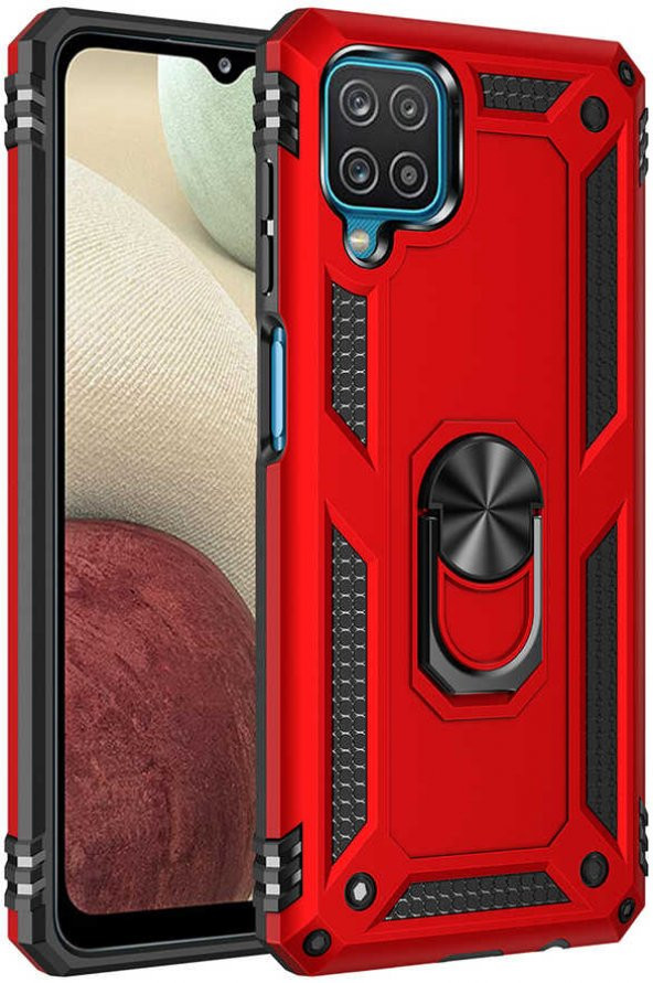 Samsung Galaxy M32 Kılıf Yüzüklü Standlı Tank Zırh Silikon - 2